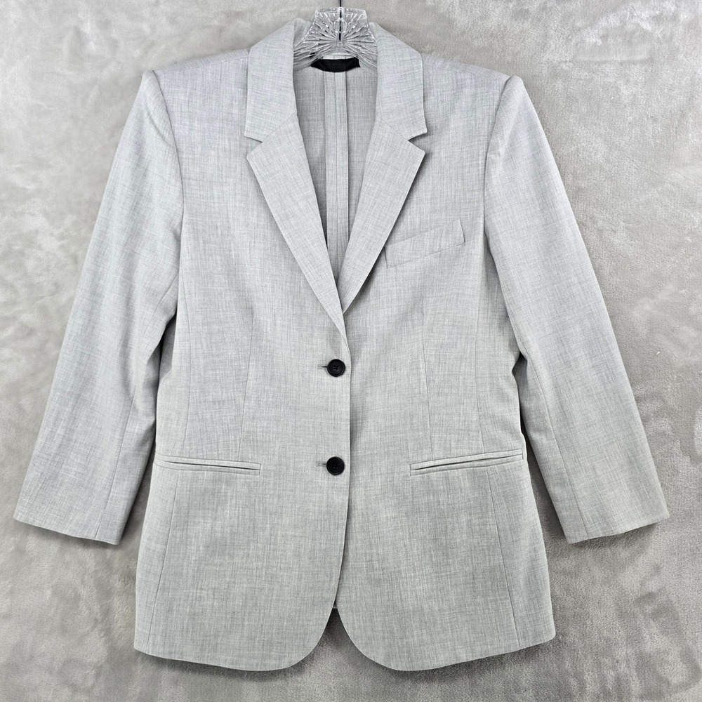 The Row Blazer Women Size 8 Gray Two Button Silk Lined Made in USA Professional